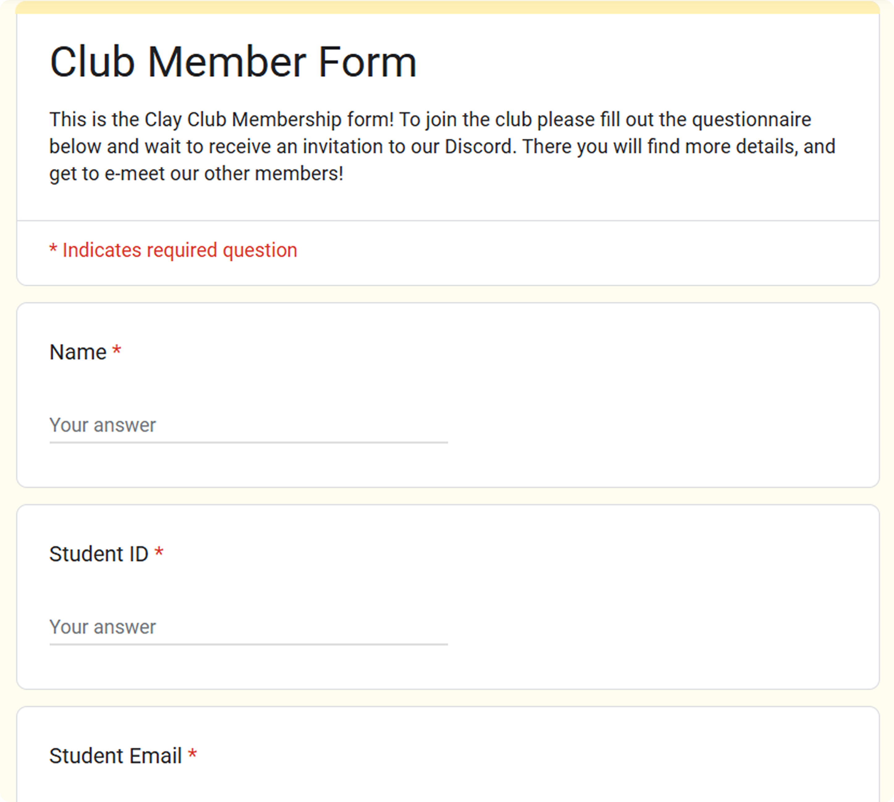 club member form